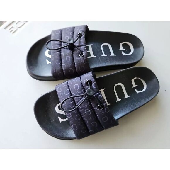 GUESS SLIDES SANDALS Black Puffy Quilted Black‎ Sz 5 - Picture 4 of 8